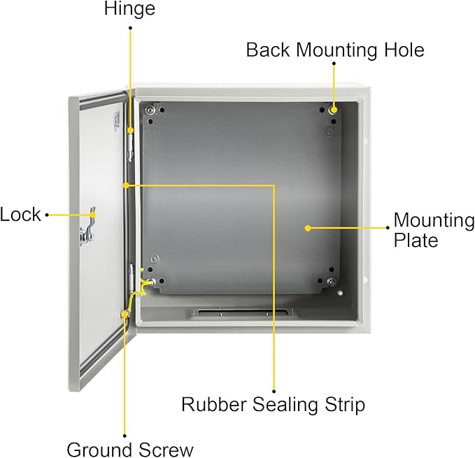 VEVOR NEMA Steel Enclosure 12×12×8, NEMA 4X Steel Electrical Box, IP66 - Image 9