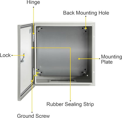 VEVOR NEMA Steel Enclosure 12×12×8, NEMA 4X Steel Electrical Box, IP66 - Image 9