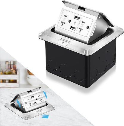 Vagueior Recessed Floor Electrical Outlet Kit, Waterproof Electrical Outlet by Vagueior