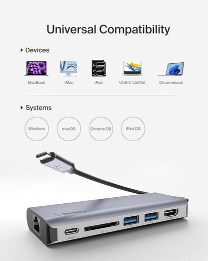 Belkin USB C Hub, 6-in-1 MultiPort Adapter Dock - Image 7