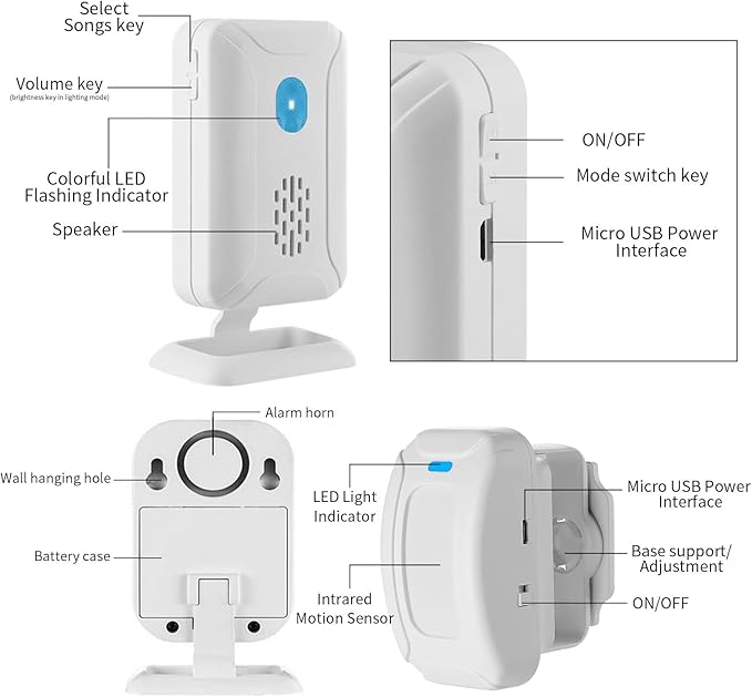 KCMYTONER Wireless Motion Sensor Detector Security Alarm Chime, Motion Sensor - Image 8