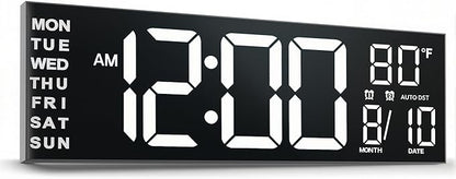 JALL 13" Large Digital Wall Mount Clock, Count Down Timer, Big LED, Temperature by JALL
