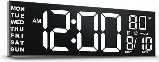 JALL 13" Large Digital Wall Mount Clock, Count Down Timer, Big LED, Temperature by JALL