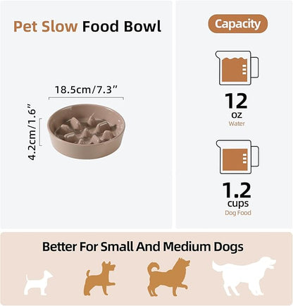 Ceramic 1.2 Cup Dog Bowl Slow Feeder, 7.3 inch Slow Pet Food Dish - Image 2
