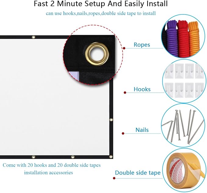 Mdbebbron 120 inch Projector Screen 16:9 Foldable Anti-Crease Portable - Image 3