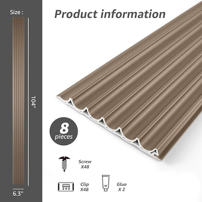 Art3dwallpanels Slat Wall Paneling, 8 Pack Wavy Grain Panel Wall Slats - Image 3