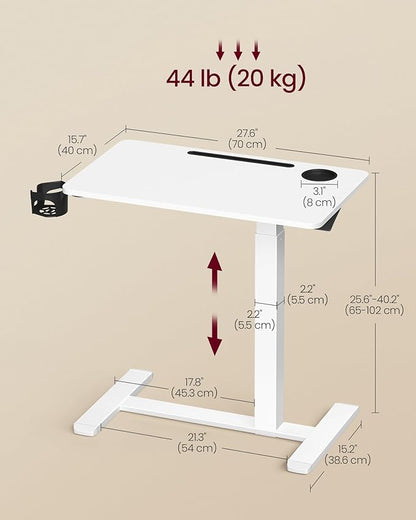 VASAGLE Overbed Table with Wheels, Mobile Standing Computer Desk, 27.6 x 15.7 - Image 3
