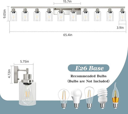 DIKAIDA Brushed Nickel Bathroom Vanity Light, 10-Light Vanity Lights - Image 3