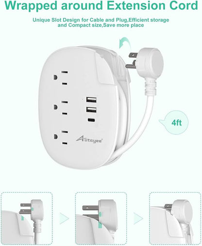 Alitayee USB C Travel Power Strip, Portable Power Strip - Image 4