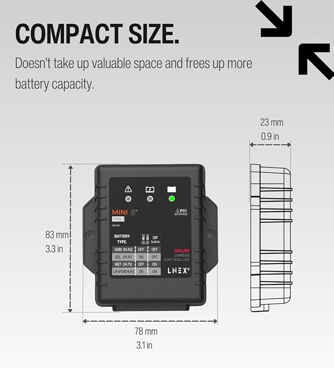 Solar Charge Controller Waterproof 8A, 12V Mini Solar Panel Battery Intelligent - Image 3