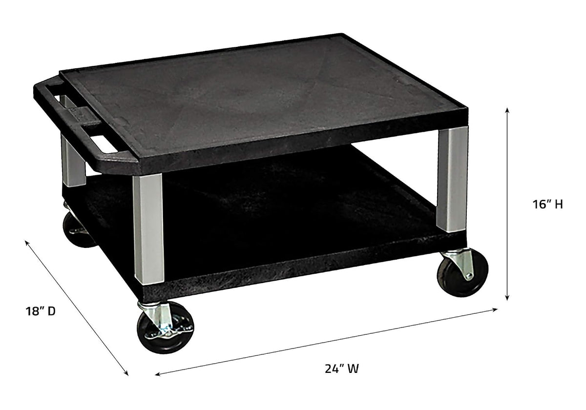 Luxor WT16-N 16"H AV Cart - Two Shelves - Nickel Legs, Multipurpose Stor...