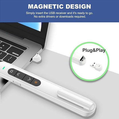 QUI Presentation Clicker for PowerPoint, RF 2.4GHz USB Wireless Presenter Remote - Image 4