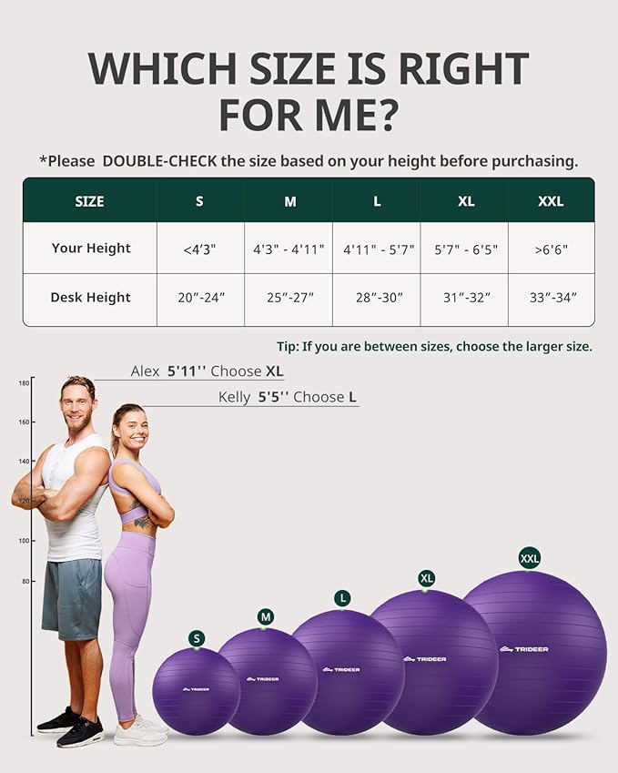 Trideer Exercise Ball for Yoga, Pilates & Fitness – Stability Ball Equipment - Image 7