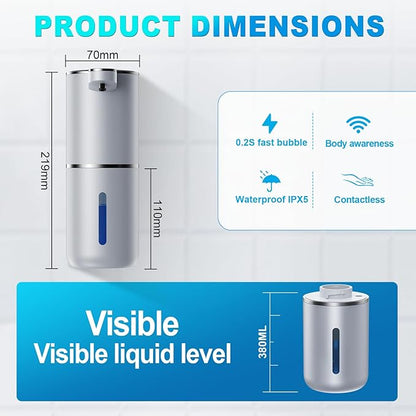 Amyzavls Automatic Liquid Soap Dispenser, 380ml Wall Mount Touchless 4 Gear - Image 6