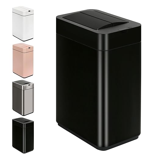 Sensor Trash Can with Butterfly Lid 2.6 Gallon Rectangular Automatic Garbage Can by SYNCVIBE