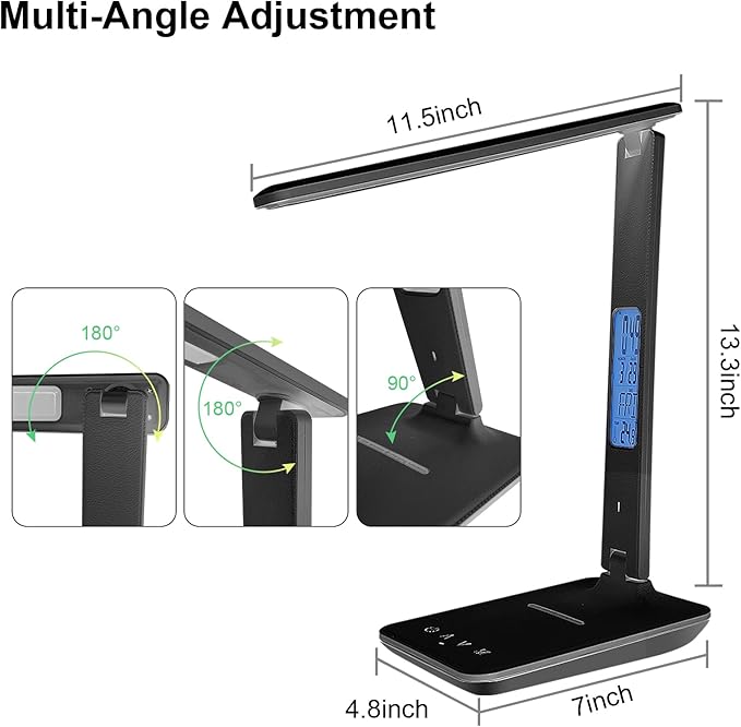snsok Desk Light with Wireless Charger, USB Charging Port, Dimmable Office Desk - Image 5