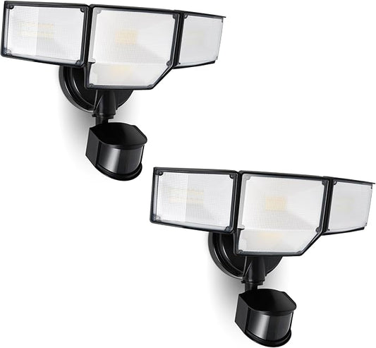 LUTEC 80W 9000LM LED Security Lights Motion Sensor Outdoor Lights, 4 Head LED by LUTEC