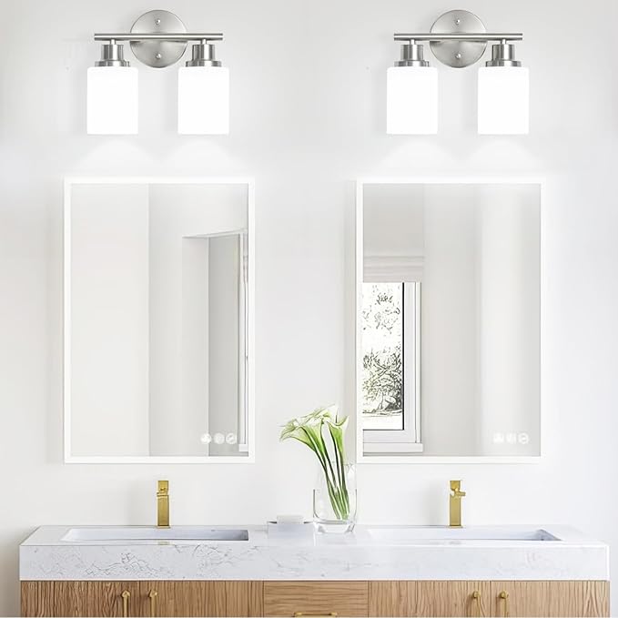 Guliaofo 2-Light Vanity Lights, Brushed Nickel Bathroom Light Fixture - Image 6