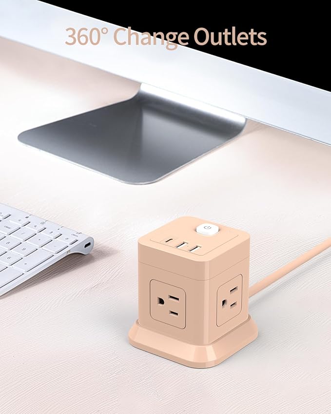 Cube Power Strip, FDTEK 4 Widely Spaced Outlet - Image 4