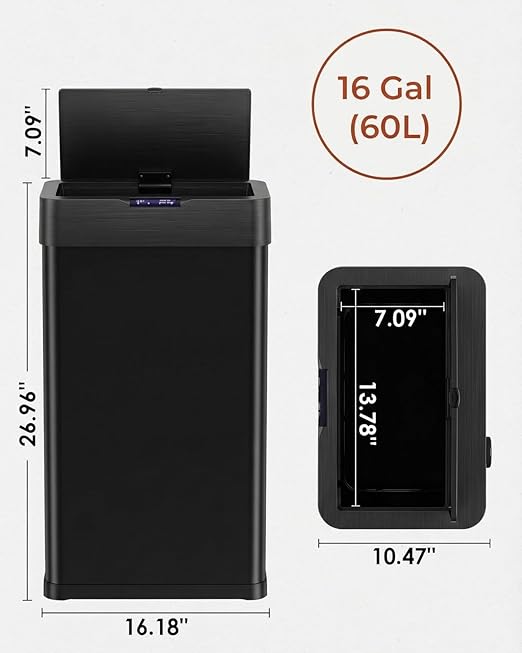 TLSUNNY 16 Gallon Motion Sensor Trash Can, Touchless Automatic Garbage Can - Image 2