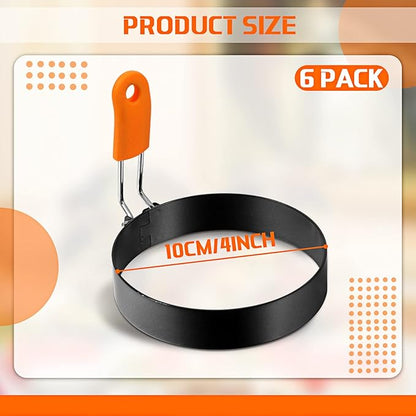 Patelai 6 Pcs Professional Egg Ring Pancake Ring Set Stainless Steel Fried Egg - Image 3