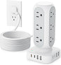 Flat Plug Power Strip Tower 10FT, 40W Total Fast Charging Station, Dual PD 20W by TenTrend