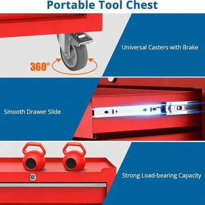 IDEALHOUSE Rolling Tool Chest, 4 Drawers Tool Storage Cabinet, Toolbox - Image 7