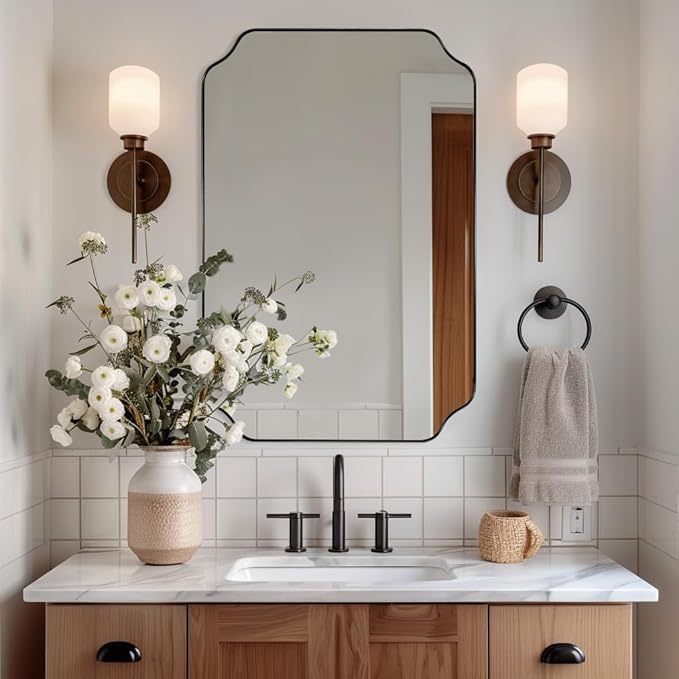 ANDY STAR Bathroom Vanity Mirror, 24x36 Inch Matte Black Mirror, Modern by ANDYSTAR