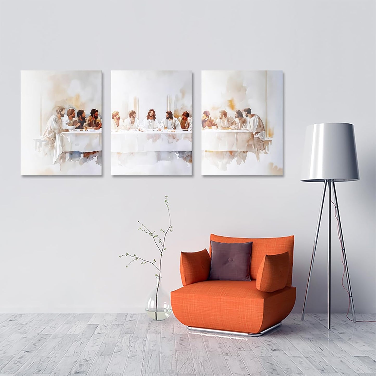 3 Pcs Christian Wall Art The Last Supper Jesus Decor Christ Religion Canvas Wall Decor Jesus Art Pictures Posters Prints Religious Paintings Room Decor for Church Prayer Room Christian Schools Hospitals 24'' x 16''