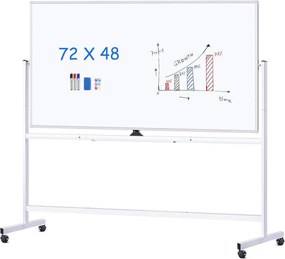maxtek Rolling Whiteboard 72x48, Large Double-Sided White Board Dry Erase on by Maxtek