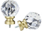 Decorative Curtain Rod Finials Luxury Crystal-clear Faceted, Round, Set of 2, Compatible with 1'' or 1-1/8'' dia curtain rod, Standalone finial pair,Gold