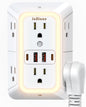 Wall Outlet Extender with Night Light, Power Plug Adapter Multi Plug Outlet by JcBlaon