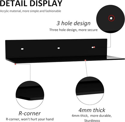 15 Inches Acrylic Wall Shelves 2 Pack, Floating Shelf - Image 4