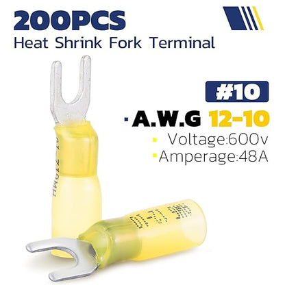 haisstronica 330PCS Heat Shrink Fork Spade Connectors #10 Waterproof Marine - Image 2