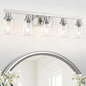 DIKAIDA Bathroom Vanity Light, 5-Light Nickel Modern Matte Wall Sconce Lighting by DIKAIDALights