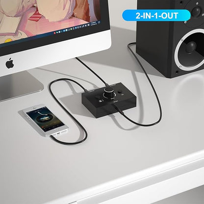 Dingsun 3.5mm Audio Switch, Stereo Audio Selector Box Passive Speaker Headphone - Image 3