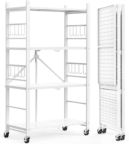 Himix Storage Shelves with 20 Hooks, 4-Tier Foldable Shelves - Image 8