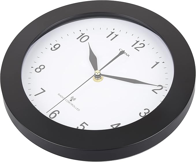 Atomic Wall Clock，US Auto Calibration Time 10 Inch Round Clock, Battery Operated - Image 3