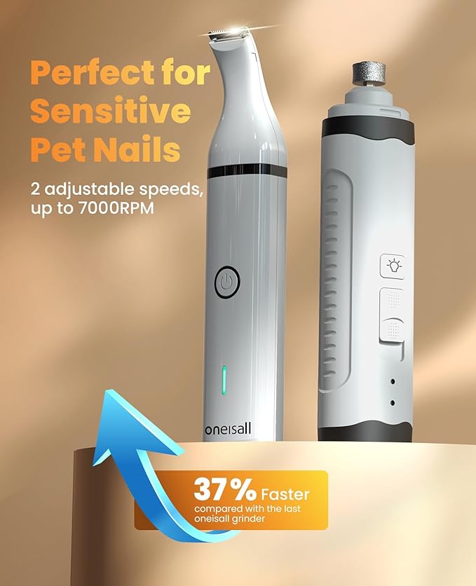 oneisall Dog Nail Grinder and Paw Trimmer Kit 3 in 1 Quiet Rechargeable - Image 7