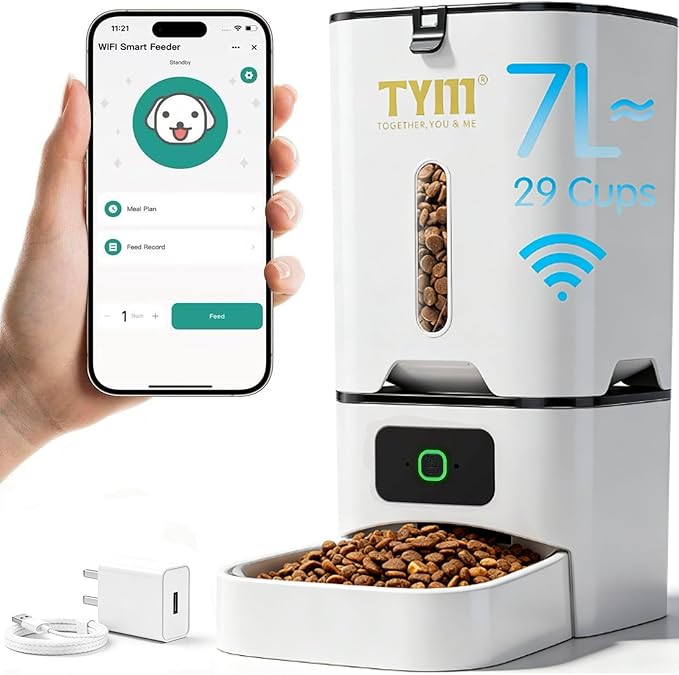 TYM Automatic Cat Feeder, 7L WiFi Cat Food Dispenser by TYM