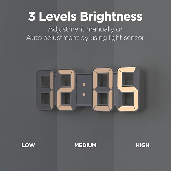mooas 3D Pure mini White Gold LED Clock - Image 4