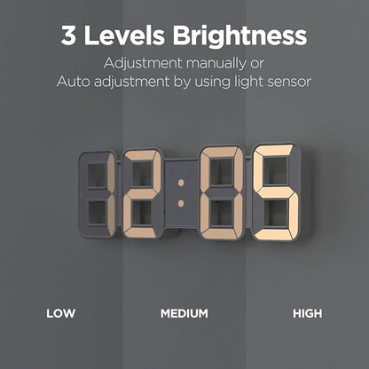 mooas 3D Pure mini White Gold LED Clock - Image 4