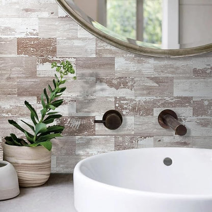 AULIGET 100 Piece Peel and Stick Backsplash PVC Tile, 3 Inch x 6 Inch Brown - Image 6