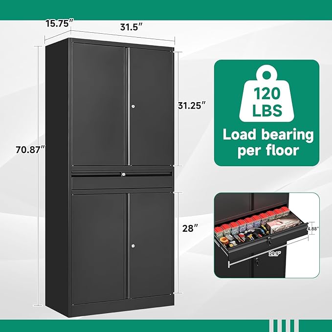 Letaya Metal Garage Storage Cabinet - Image 3