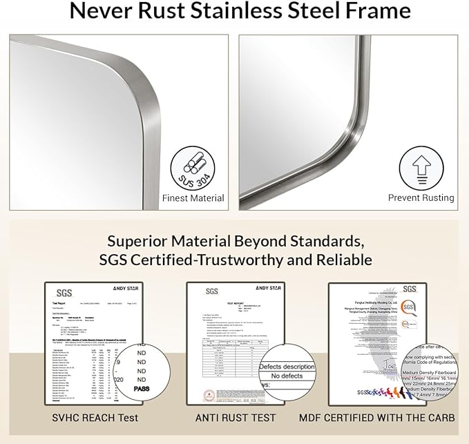 ANDY STAR 30”x40”Brushed Nickel Mirror - Image 4