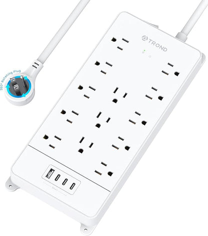 TROND 360° Rotating Flat Plug, Surge Protector Power Strip, 13AC Widely Spaced by TRONDOfficial