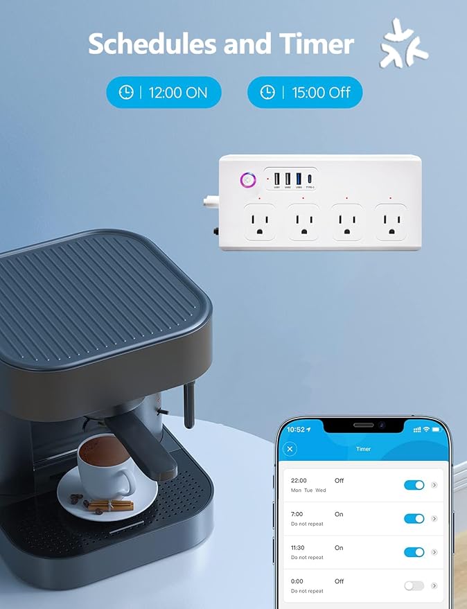 Matter Smart Power Strip, WiFi Flat Plug Strip - Image 6
