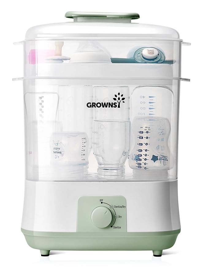 Grownsy Adjustable 4 in 1 Large Bottle Sterilizer and Dryer, 8 Bottles Capacity by GROWNSY