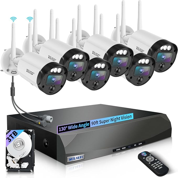 【90ft Super Night Vision】 Outdoor Wireless Security Camera System, Wireless by WEILAILIFE