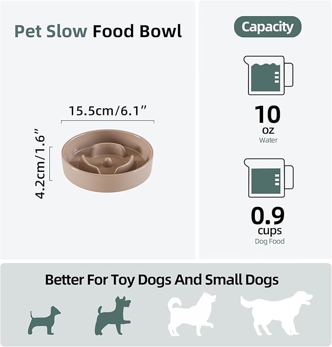 Ceramic 0.9 Cup Dog Bowl Slow Feeder - Image 2